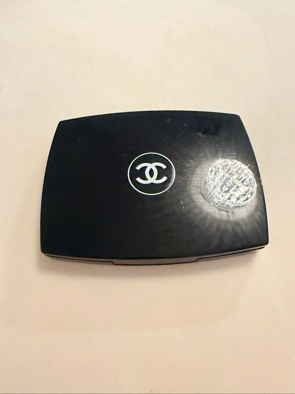 CHANEL Empty Powder Compact Case Mirror Black CC Logo